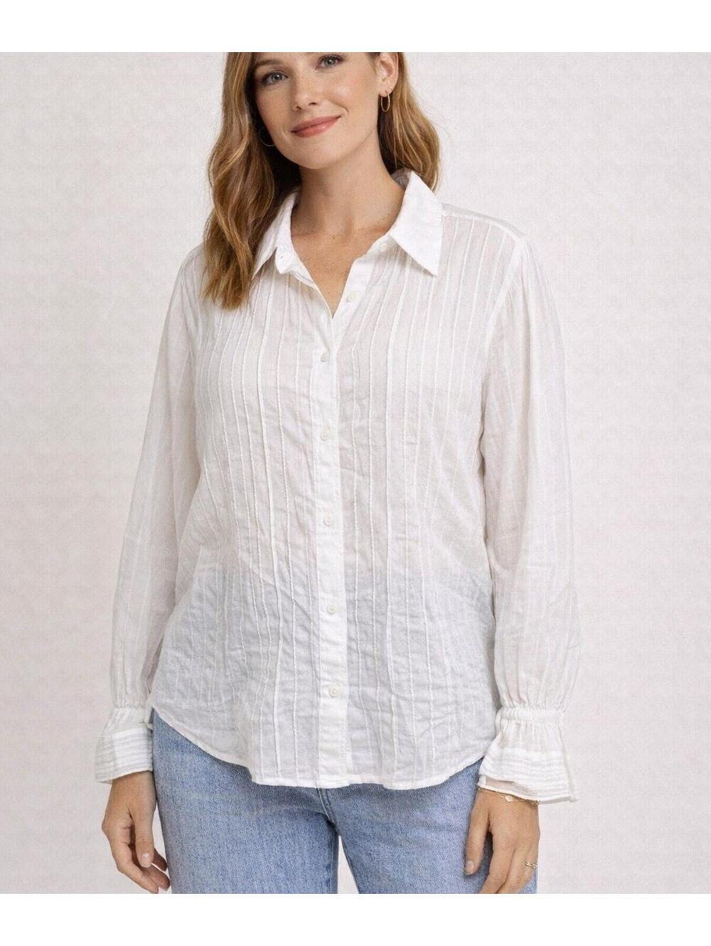Aeropostale White Sheer Button Up Blouse XL Pirate Boho Peasant Lightweight Top